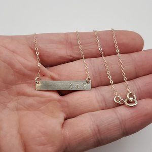 16 Inch 925 Sterling Silver A + E Bar Necklace